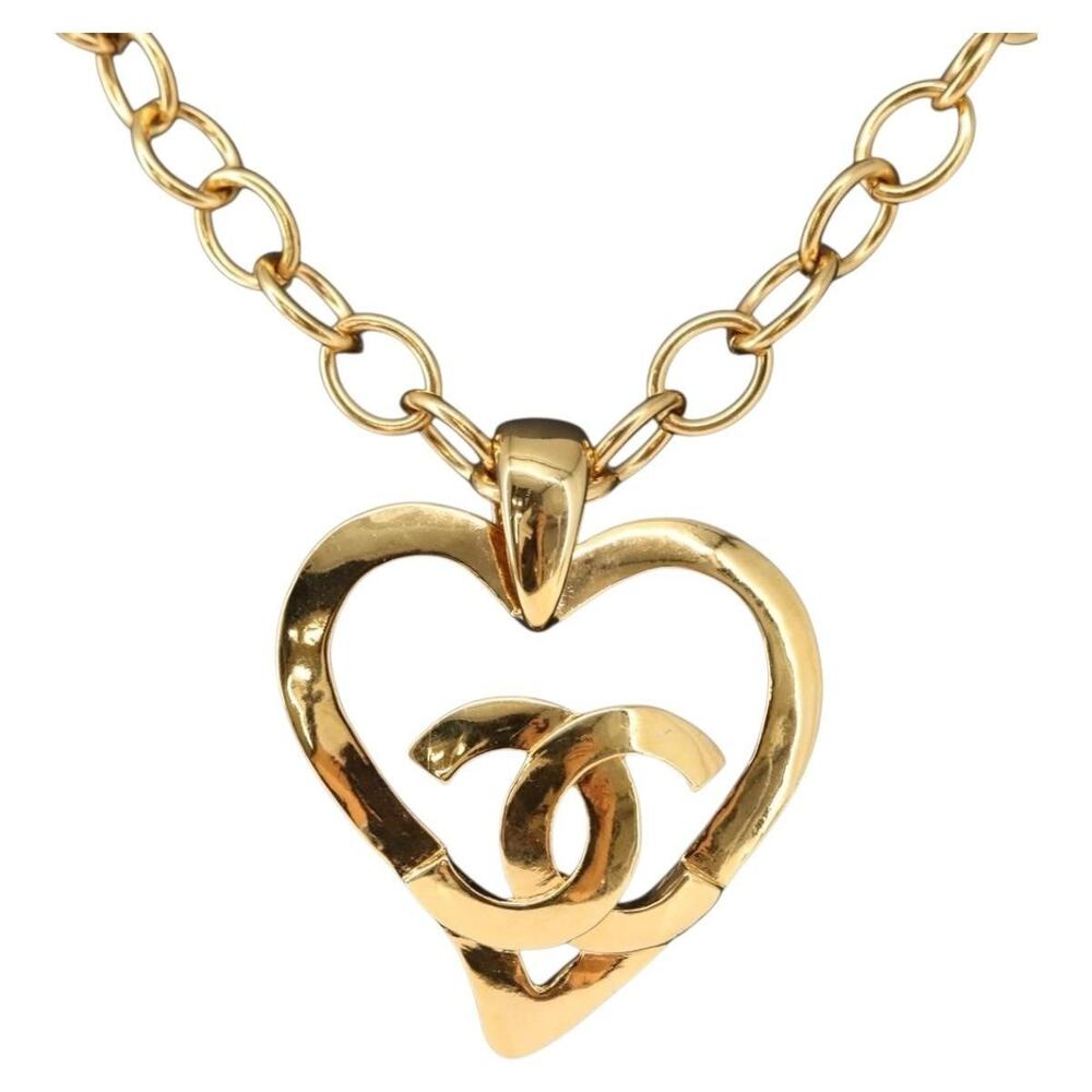 Chanel CC Logo Necklace Metal Gold Tone CC